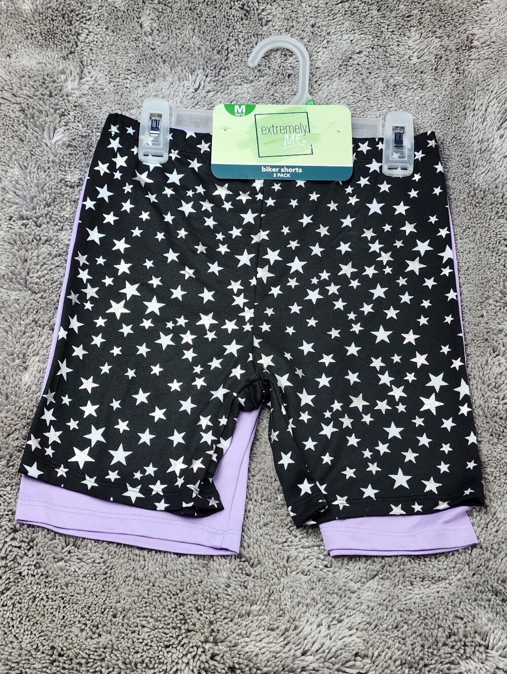 Extremely Me Biker Shorts 2-Pack Black Star Lavender Size M 10/12